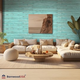 BARNWOODUSA Real Reclaimed Wood Planks - Easy Nail-Up Shiplap Panels for Rustic Wood Wall Paneling (Robins Egg Blue, 6 Inch Sample)