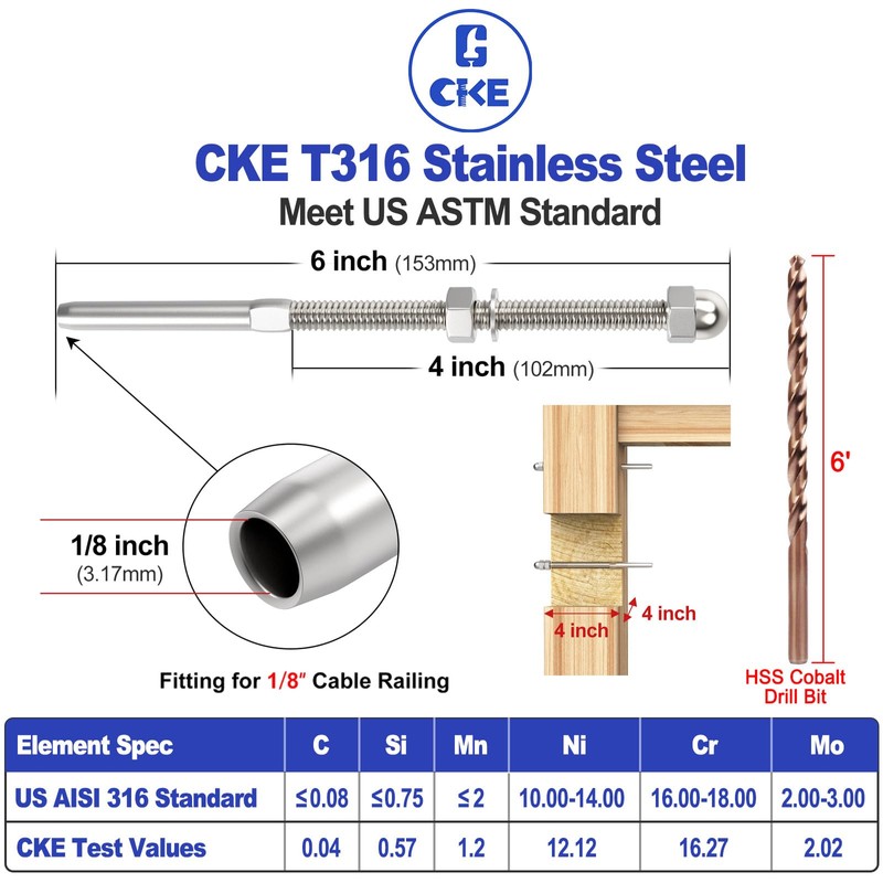 CKE 60 Pack Cable Railing Kit - Hand Swage Threaded