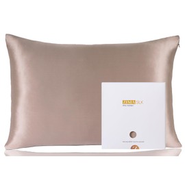 ZIMASILK 100% Pure Mulberry Silk Pillowcase for Hair and Skin Health,Soft and Smooth,Both Sides Premium Grade 6A Silk,600 Thread Count,with Hidden Zipper,1pc (King 20''x36'',Gray Brown)