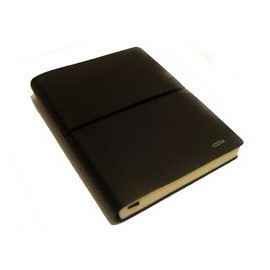 Ciak Small Black Leather Journal, with lined rainbow (multicolour) paper