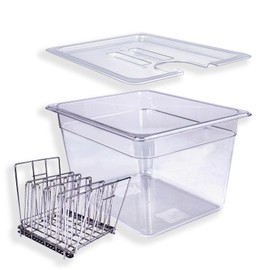 WELKOR 12 QT Large Sous Vide Container With Lid, Sous Vide Tub Kit Compatible with Wancle Anova, Joule, Instant Pot Sous Vide Cookers for Home Chefs Professional Use (12 qt with rack)