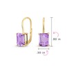 Traditional Gemstone Nano Purple Amethyst Emerald Cut Drop Earrings For