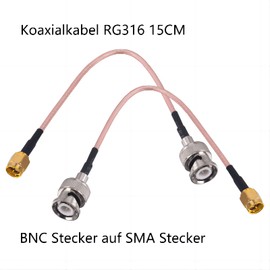 urcianow Pack of 2 BNC to SMA Male Coaxial Adapter Cable RG316 BNC 15 cm SMA Male to BNC Male RF Coaxial Connector for Walkie Talkie Radio, Antenna, WiFi Radio