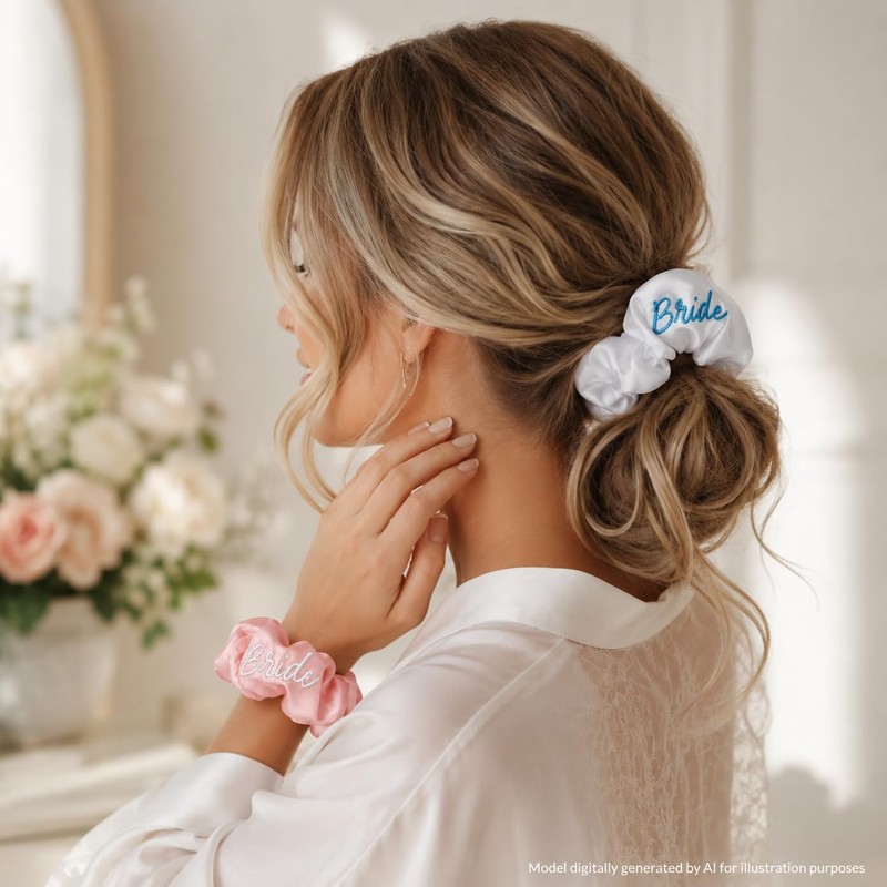 2 Pcs Bride Hair Solid Scrunchies for Women Accessories to