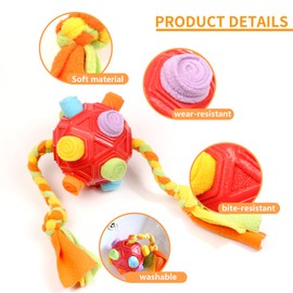 HOUPPIE Interactive Snuffle Ball for Dogs - Durable Treat Dispensing Toy for Boredom - Stimulating Dog Puzzle, Cloth Strip for Hidden Dog Food - Enrichment Toy for Small, Medium Dogs