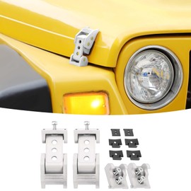 SQQP Hood Latch Stainless Steel Hood Catch Kit Compatible with Jeep Wrangler 1997-2006 Jeep Wrangler TJ(White)
