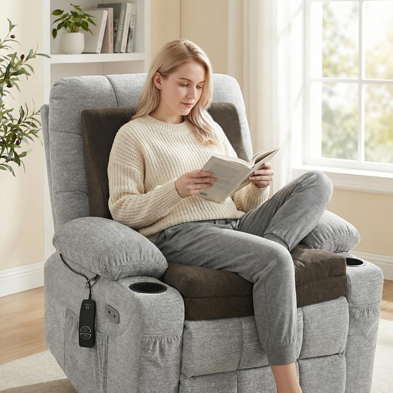 baibu Memory Foam Recliner Cushions with Lumbar Support Pillow Set