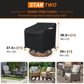 STARTWO Outdoor Swivel Lounge Chair Cover 2 Pack, Waterproof Patio Chair Covers for Outdoor Furniture,Fits 37.5Wx39Dx38.5H Inches, Patio Furniture Covers for Lawn Chairs with Windproof Buckles, Black