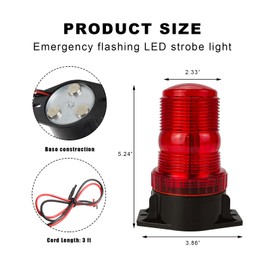 KVAEY Magnetic LED Strobe Lights, 30 LED Safety Warning Roof Top Flashing Light for Vehicle, Emergency Flashing Beacon for Golf Carts Forklift Truck Tractor UTV, Car Accessories (Red)