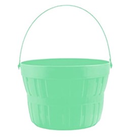 Easter Baskets, Buckets, Accessories - Easter Re-Useable Plastic Treat Bucket Gift Basket Ideal for Egg Hunt (Green)