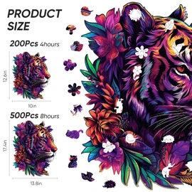 Qiuenisray Wooden Jigsaw Puzzles 500 Pieces-Tiger,13.8x17.4in,Royal,Wooden Puzzles for Adults,Unique Shape Animal Adult Puzzles,Irregular Wood Puzzles Best Gift for Adults and Kids Family Game