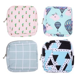 Abaodam 4piezas Bolsa De Almacenamiento Sanitaria Porta Toallas Menstruales Portátil, Organizador De Tampones Para Cosméticos, Bolsitas De Productos Femeninos Tampones Período Lindo Tela Oxford