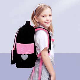 Cute Black Backpacks with Lunch Bag for Teen Girls, Kids Backpack for Toddler Preschool Bookbags Elementary School Bags