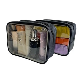 Augbunny PVC Travel Toiletry Bag Extra Thick Waterproof Cosmetic Bag Travel Makeup Bag for Women and Men 2-PACK