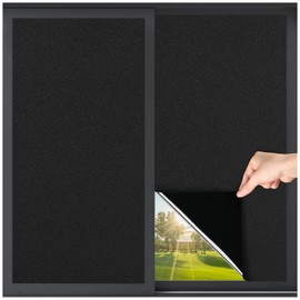LUTE Blackout Window Film, Sun Light Blocking Frosted Privacy Cling for Glass, Darkening Window Tint for Day Sleep Black Out Shades, UV Blocking Static Cling Blackout Cover, 17.5" x 157.4"