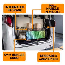 Truck Bed Cargo Net Stretchable, 51.2x17.8 Inch Elastic Storage Net with Hooks for Pickup Trucks, SUV Trunk, Cars & Trailers