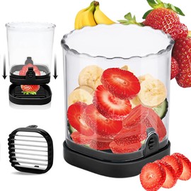 Vegetable Cutter, Strawberry Cup Slicer, Fruit Cutter, Cup Cutter, Fruit Cutter, Removable Fruit Cutter with Pressure Plate, Creative Strawberry Cutter, Kitchen Aid (Black)