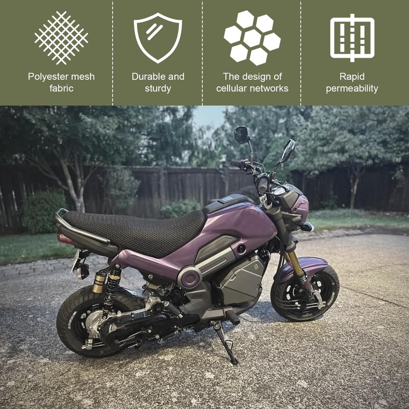 DACIRTY Motorcycle Seat Cover, Heat-insulating Double-sided Mesh Holes Breathable Burn-resistant