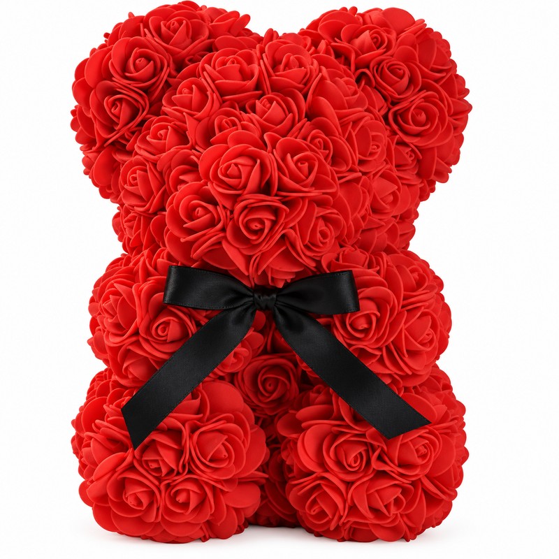 Artificial Rose Teddy Bear with LED Light – Romantic Flower