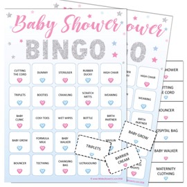 Baby Bingo - Baby Shower Party Game for up to 20 Players (Unisex Stars)