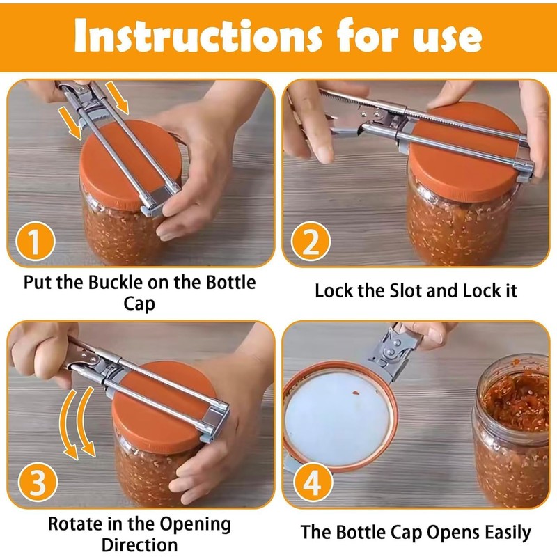 2-Pack Adjustable Stainless Steel Jar Opener, Multifunctional Jar Opener for