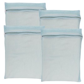 4-Piece Blue Large Durable Organic Cotton Mesh Laundry Bags with Sturdy Zippers and Breathable Mesh are Delicate Laundry Bags for Underwear, Clothes, Pants and Socks