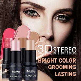 4 barras de contorno – resaltador y rubor en crema kit de 4 colores – Hidratante, lápiz iluminador facial y sombra, barras de maquillaje para mujeres 
