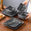 vancasso Stern Gray Dinner Set Square Reactive Glaze Tableware 12