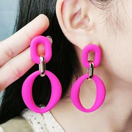 Boho Earrings for Women Clay Acrylic Rectangle Earrings Bamboo Hoop Earrings Rattan Statement Earrings Boho Summer Raffia Hoop Dangle Earrings Jeweley Gifts