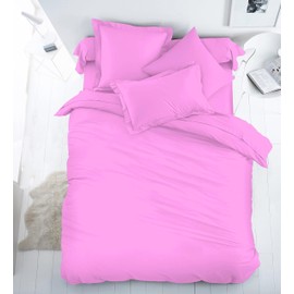 Lyra Linens Pair of Housewife Pillowcases 50x75cm – Plain Dyed Easy Care Percale Cotton-Polyester Blend, Soft & Durable Pillow Covers with Envelope Closure – Machine Washable (Pink)