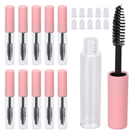10Pcs Empty Mascara Tube and Wand, 5ml Clear Refillable Empty Mascara Tube Bottle with Eyelash Wand Portable DIY Eyelashes Mascara Cosmetic Container Bottle for Eyelash Growth Oil and More