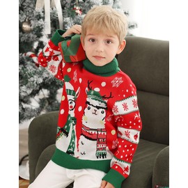 Lovefairy Kids Ugly Christmas Sweater Size 3T 4T Toddler Girls Little Boys Xmas Turtlen Thick Top Novelty Red Alpaca Pullover