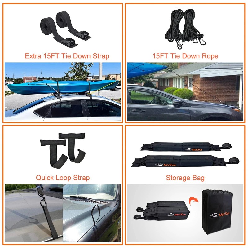 MeeFar Universal Car Soft Roof Rack Pads Luggage Carrier System