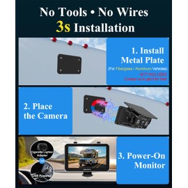 VEKOOTO VK7Pro Magnetic Solar Wireless Backup Camera, 7'' IPS Touchscreen Monitor HD1080P No Wiring 15,800mAh Rechargeable Camera System for Hitching Gooseneck Horse Trailer RV Camper Car Truck