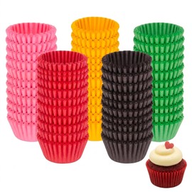 1000Pcs Mini Cupcake Cases, Assorted Yellow Brown Red Pink Green Petit