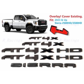 Auto Grill Door Rear Gloss Black AT4XHD SIERRA OVERLAY Emblem 2023+ GMC 2500HD 3500HD