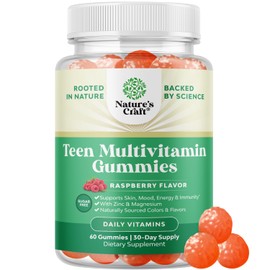 Teen Multivitamin Gummies 12-17 - Teen Boys & Girls Gummy Vitamins for Better Skin, Immune Strength, Mood & Energy Support - Teenage Girl & Boy Supplements with Zn, Mg, Vitamin A, C, D & E - 60 Ct