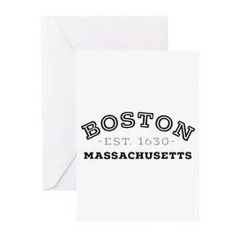 CafePress Boston Massachusetts Greeting Cards Folded Greeting Cards (10-pack) Matte