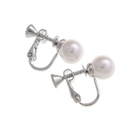 Vingtaine P1288-E Single Grain Pearl Earrings, 0.3 inches (8 mm), Pearl
