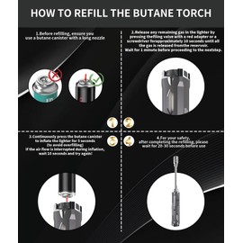 Torch Lighter, Long Flexible Neck Refillable Butane Lighter, Jet Flame Windproof Lighter with Visual Fuel Window for Kitchen Cooking, Baking, BBQ & Camping (Fuel Not Included)