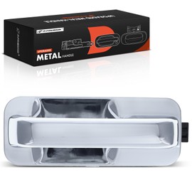 A-Premium Rear Left Driver Side Upgraded Metal Exterior Door Handle Compatible with Ford F-150 F150 2015-2020 Crew Cab Pickup, Without Passive Entry, Chrome, Replace# FL3Z1626605AA