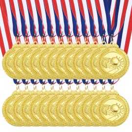 sourcing map Basketball Medals 2 Inch, Gold Award Medals with Neck Ribbon for Team Sports Games Competitions Party Favors 24 Pieces
