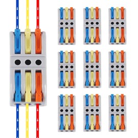 QCCAN 50PCS Lever Wire Connectors, 3 in 3 Out Quick Wire Connectors, Electrical Lever Nuts Wire Connectors Push-in Conductor Terminal Block AWG 28-12