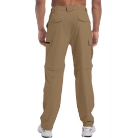 Mens Outdoor Hiking Pants Convertible Lightweight Water Resistant Quick Dry Zip Off Fishing Travel Camping Tactical Pants Deep Khaki XL