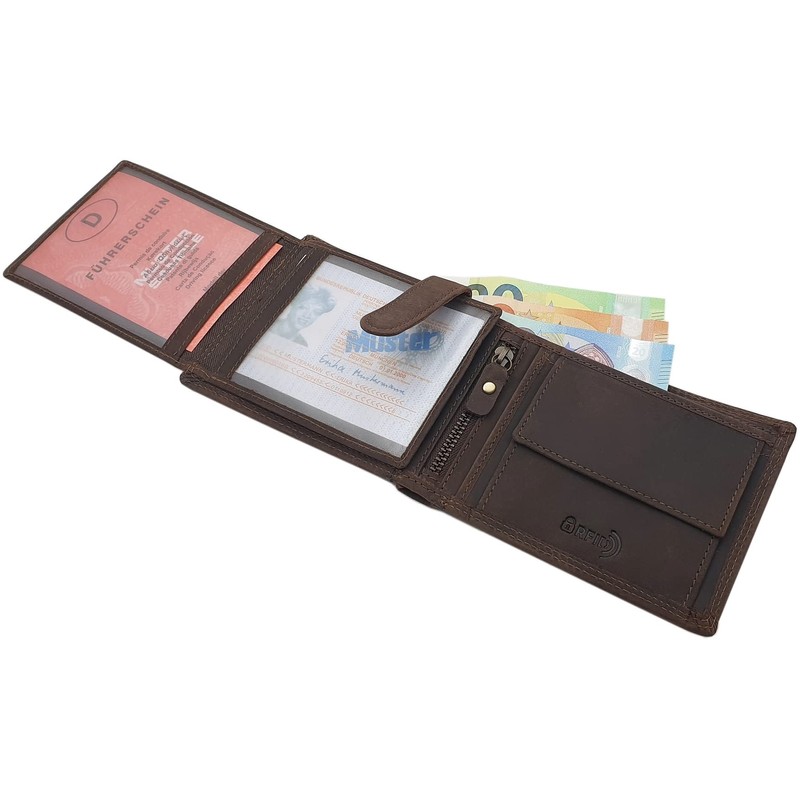 myledershop Buffalo Full Leather Horizontal Wallet RFID & NFC Protection