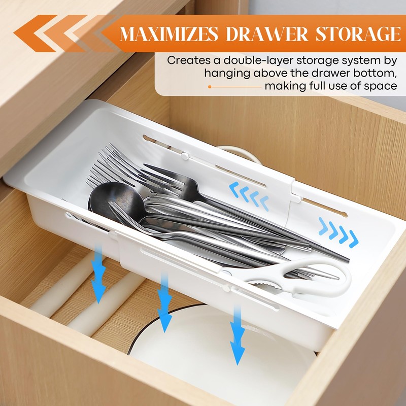 Gulfmew 2 Pack Deep Drawer Organizer Bins, Sliding Drawer Organizer