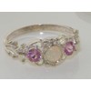 925 Sterling Silver Real Genuine Opal and Pink Tourmaline Womens
