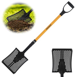 ZOYACREATE Sifting Shovel, Heavy Duty Sand Sifter Square Cleaning Scoop for Beach Chicken Coop Poop Shovel -45Inch