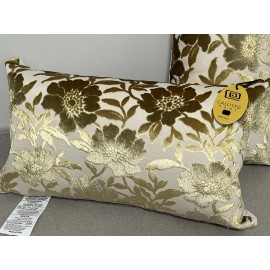 Callisto Home Collection Decor Lumbar Pillow Embroidered Shiny GOLD Floral NWT