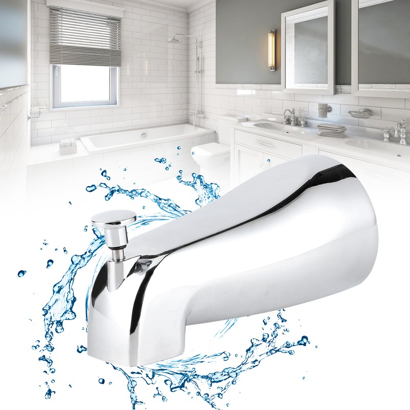 Wall Mounted Electroplate Bathtub Faucet Concealed Tub Spout with Pull